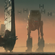 Concept art by James Cline of Luke showing down with the First Order in The Last Jedi.